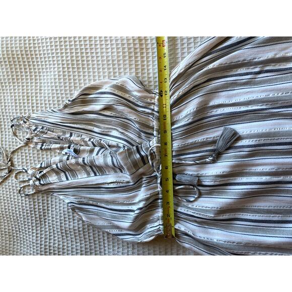 NWT Blue Island Beach Striped W/ Tassel V Neck Maxi Swim Coverup Boho Size Small - Picture 6 of 13